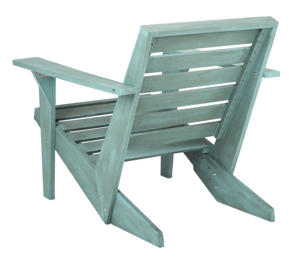Safavieh LANTY Adirondack Chair - Contemporary Comfort with Sustainable Acacia Wood for Outdoor Relaxation Oriental Blue PAT6746C