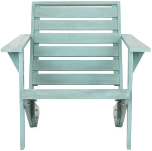 Safavieh LANTY Adirondack Chair - Contemporary Comfort with Sustainable Acacia Wood for Outdoor Relaxation Oriental Blue PAT6746C