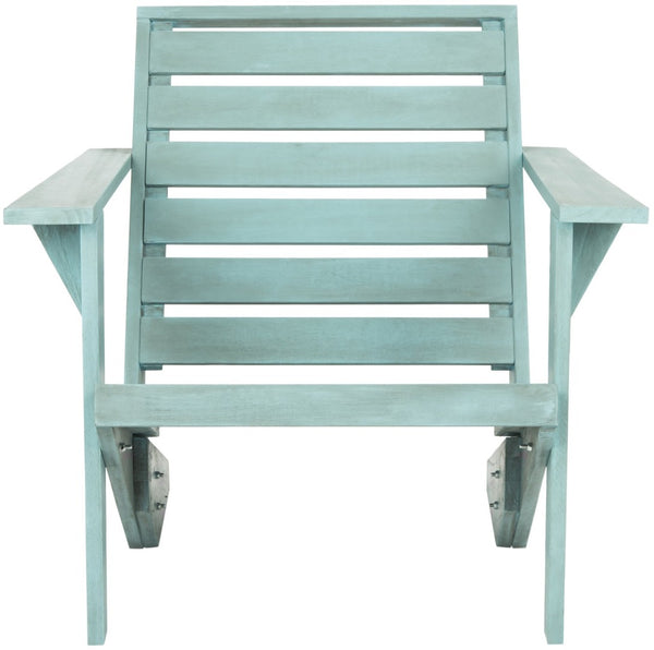 Safavieh LANTY Adirondack Chair - Contemporary Comfort with Sustainable Acacia Wood for Outdoor Relaxation Oriental Blue PAT6746C