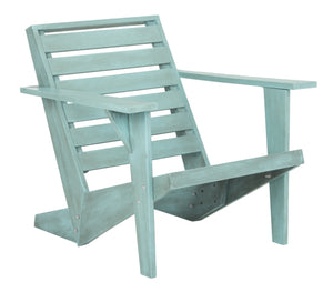 Safavieh LANTY Adirondack Chair - Contemporary Comfort with Sustainable Acacia Wood for Outdoor Relaxation Oriental Blue PAT6746C