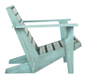 Safavieh LANTY Adirondack Chair - Contemporary Comfort with Sustainable Acacia Wood for Outdoor Relaxation Oriental Blue PAT6746C