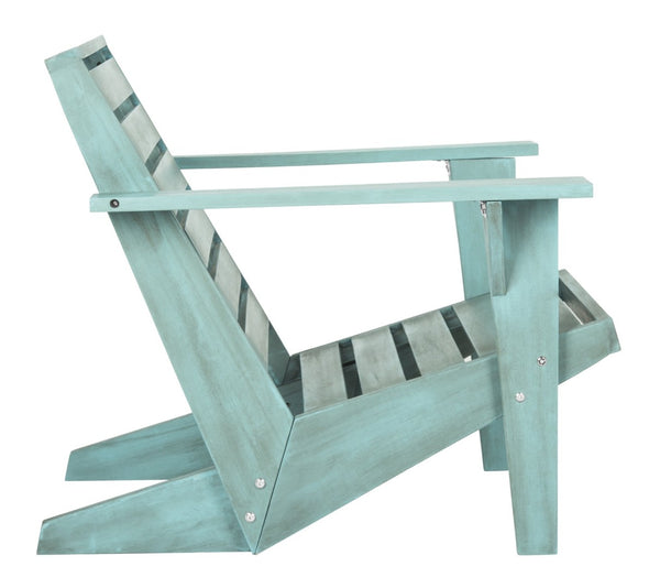 Safavieh LANTY Adirondack Chair - Contemporary Comfort with Sustainable Acacia Wood for Outdoor Relaxation Oriental Blue PAT6746C