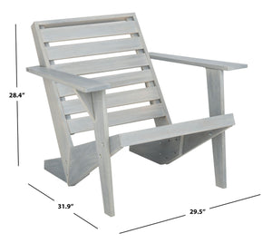 Safavieh LANTY Adirondack Chair - Contemporary Comfort with Sustainable Acacia Wood for Outdoor Relaxation Ash Grey PAT6746D
