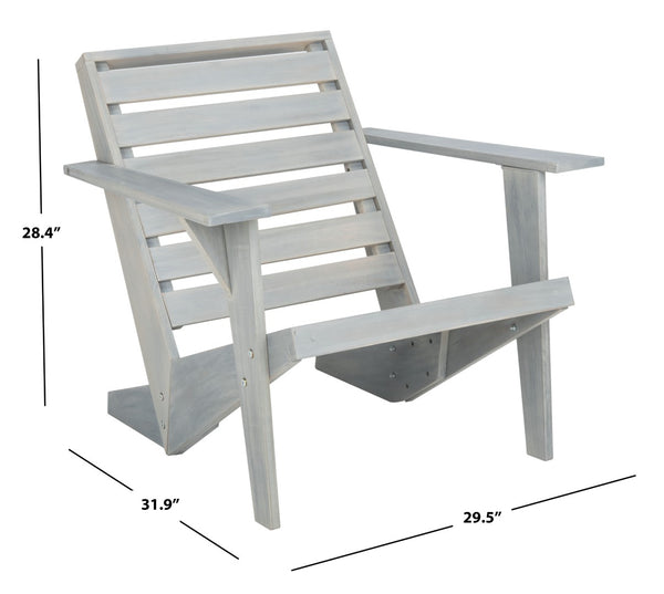 Safavieh LANTY Adirondack Chair - Contemporary Comfort with Sustainable Acacia Wood for Outdoor Relaxation Ash Grey PAT6746D