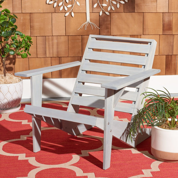 Safavieh LANTY Adirondack Chair - Contemporary Comfort with Sustainable Acacia Wood for Outdoor Relaxation Ash Grey PAT6746D