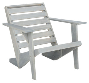 Safavieh LANTY Adirondack Chair - Contemporary Comfort with Sustainable Acacia Wood for Outdoor Relaxation Ash Grey PAT6746D