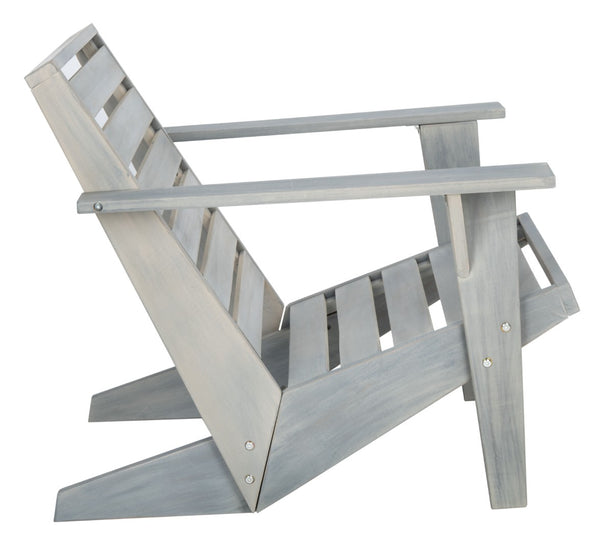 Safavieh LANTY Adirondack Chair - Contemporary Comfort with Sustainable Acacia Wood for Outdoor Relaxation Ash Grey PAT6746D