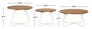 Safavieh HENDERSON 3-Piece Outdoor Coffee Table Set – Stylish Natural Wood & White Metal for Modern Patios PAT6747A