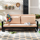 Safavieh Hammett Double Sun Lounger With Pullout Table Dark Slate Grey/Sahara Beige PAT6748A