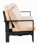 Safavieh Hammett Double Sun Lounger With Pullout Table Dark Slate Grey/Sahara Beige PAT6748A