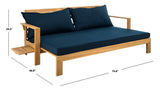 Safavieh Hammett Double Sun Lounger With Pullout Table Natural/Navy PAT6748B