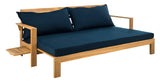 Safavieh Hammett Double Sun Lounger With Pullout Table Natural/Navy PAT6748B