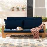 Safavieh Hammett Double Sun Lounger With Pullout Table Natural/Navy PAT6748B