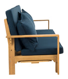 Safavieh Hammett Double Sun Lounger With Pullout Table Natural/Navy PAT6748B