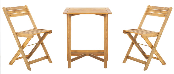 Safavieh GALLO Outdoor Bistro Set - Elegant Two-Piece Patio Furniture for Charming Balcony Dining Spaces Natural PAT6751A