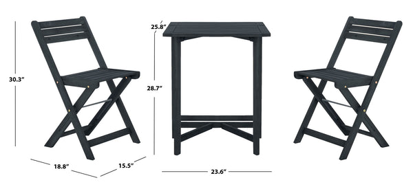 Safavieh GALLO Outdoor Bistro Set - Elegant Two-Piece Patio Furniture for Charming Balcony Dining Spaces Dark Slate Gray PAT6751B