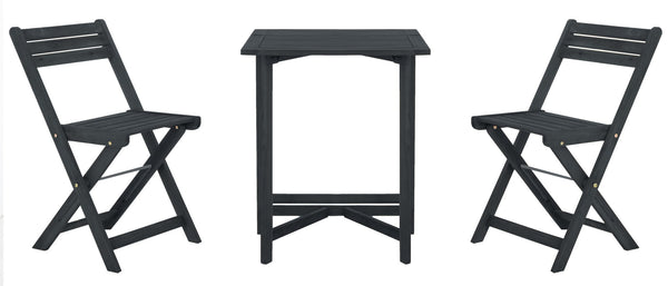 Safavieh GALLO Outdoor Bistro Set - Elegant Two-Piece Patio Furniture for Charming Balcony Dining Spaces Dark Slate Gray PAT6751B