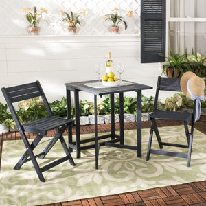 Safavieh GALLO Outdoor Bistro Set - Elegant Two-Piece Patio Furniture for Charming Balcony Dining Spaces Dark Slate Gray PAT6751B