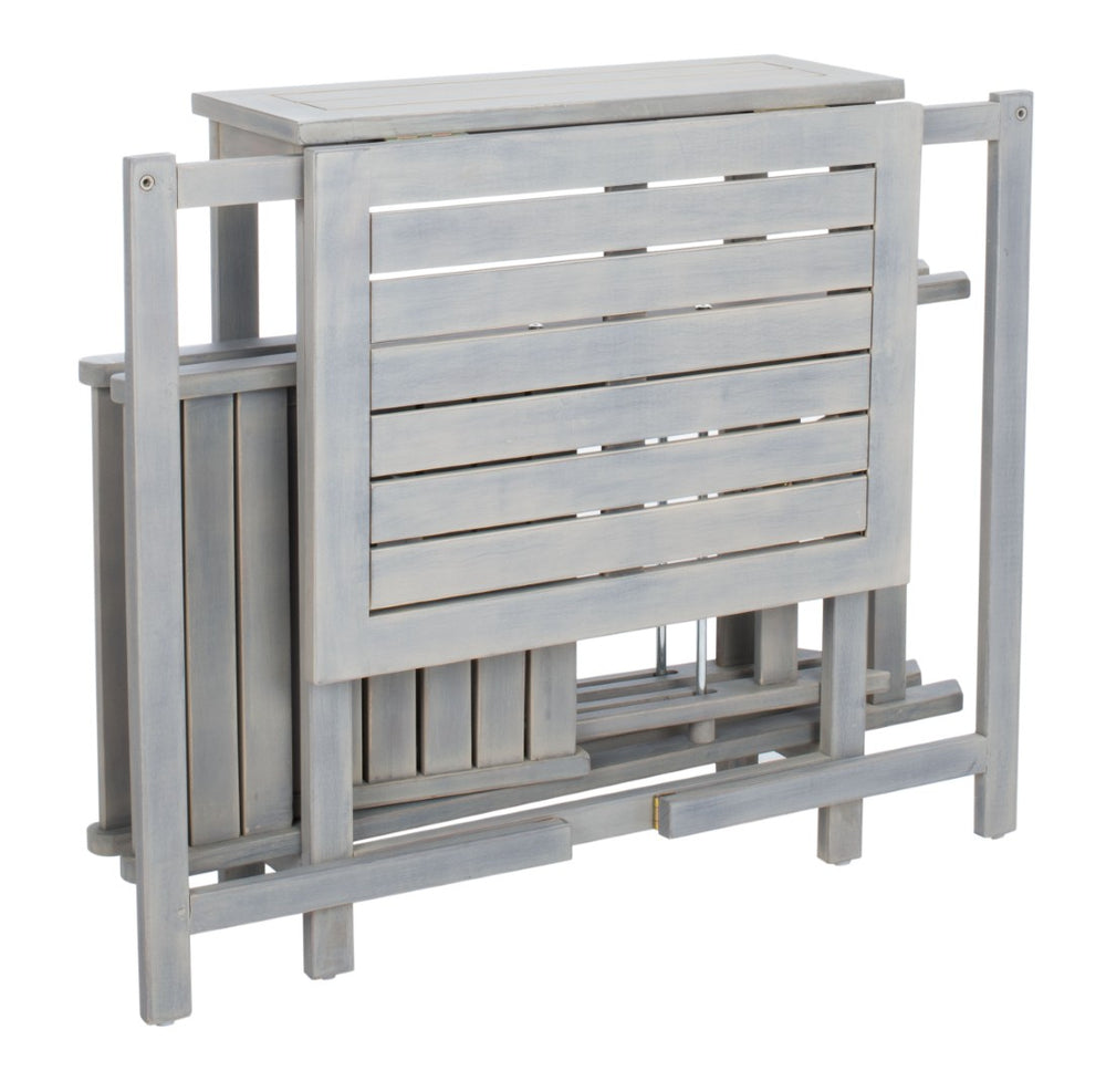 Safavieh GALLO Outdoor Bistro Set - Elegant Two-Piece Patio Furniture for Charming Balcony Dining Spaces Ash Grey PAT6751C