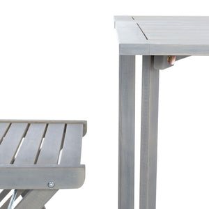 Safavieh GALLO Outdoor Bistro Set - Elegant Two-Piece Patio Furniture for Charming Balcony Dining Spaces Ash Grey PAT6751C