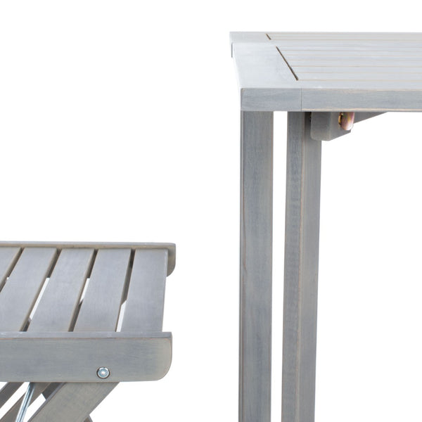 Safavieh GALLO Outdoor Bistro Set - Elegant Two-Piece Patio Furniture for Charming Balcony Dining Spaces Ash Grey PAT6751C