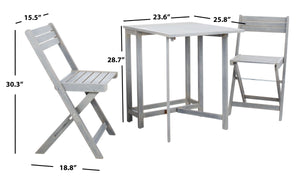 Safavieh GALLO Outdoor Bistro Set - Elegant Two-Piece Patio Furniture for Charming Balcony Dining Spaces Ash Grey PAT6751C