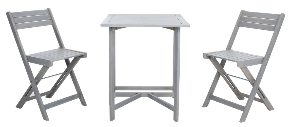 Safavieh GALLO Outdoor Bistro Set - Elegant Two-Piece Patio Furniture for Charming Balcony Dining Spaces Ash Grey PAT6751C