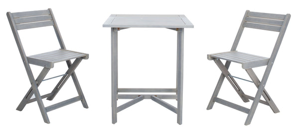 Safavieh GALLO Outdoor Bistro Set - Elegant Two-Piece Patio Furniture for Charming Balcony Dining Spaces Ash Grey PAT6751C