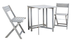 Safavieh GALLO Outdoor Bistro Set - Elegant Two-Piece Patio Furniture for Charming Balcony Dining Spaces Ash Grey PAT6751C