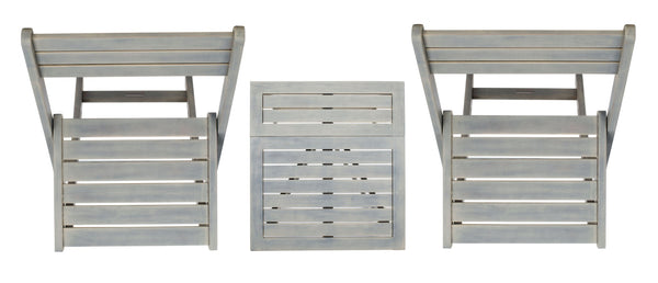 Safavieh GALLO Outdoor Bistro Set - Elegant Two-Piece Patio Furniture for Charming Balcony Dining Spaces Ash Grey PAT6751C