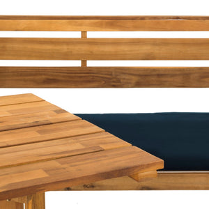Safavieh WILTON Corner Lounge Set for Balconies – Cozy Wooden Outdoor Furniture for Small Spaces & Style Natural / Navy PAT6754A