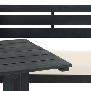 Safavieh WILTON Corner Lounge Set for Balconies – Cozy Wooden Outdoor Furniture for Small Spaces & Style Dark Slate Gray / Beige PAT6754C