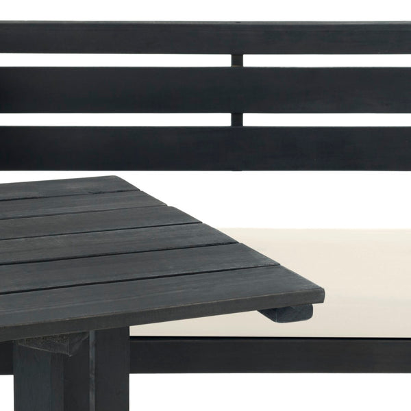 Safavieh WILTON Corner Lounge Set for Balconies – Cozy Wooden Outdoor Furniture for Small Spaces & Style Dark Slate Gray / Beige PAT6754C