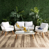 Safavieh Aldric 4Piece Outdoor Set Natural/White PAT6757A