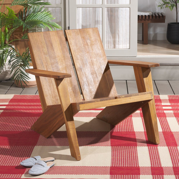 Safavieh MAYA Adirondack Chair - Solid Teak Wood for Timeless Comfort & Elegant Outdoor Living Decor PAT6800A