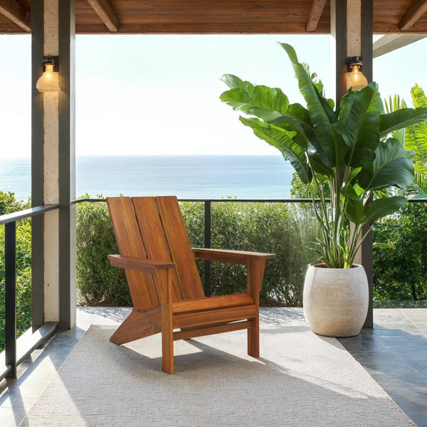 Safavieh ALTON Adirondack Chair in Teak – Classic Outdoor Comfort with Ergonomic Design for Relaxation PAT6801A