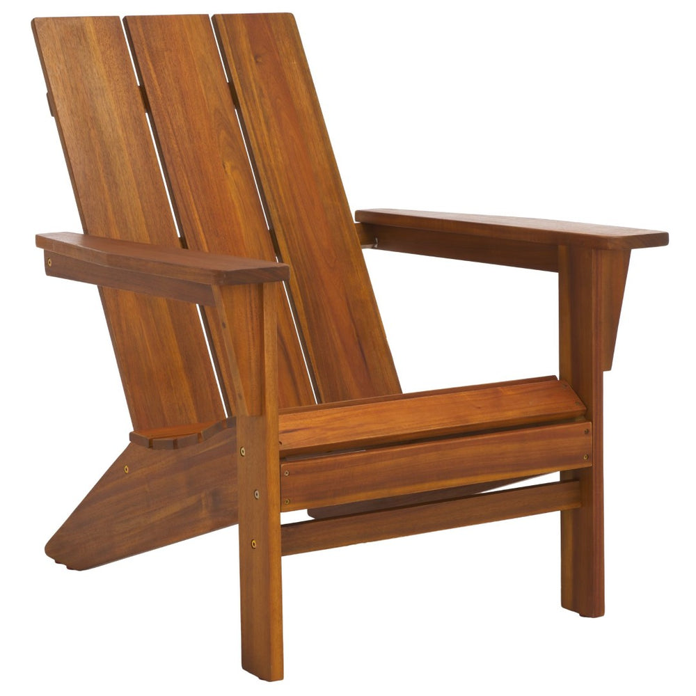 Safavieh ALTON Adirondack Chair in Teak – Classic Outdoor Comfort with Ergonomic Design for Relaxation PAT6801A
