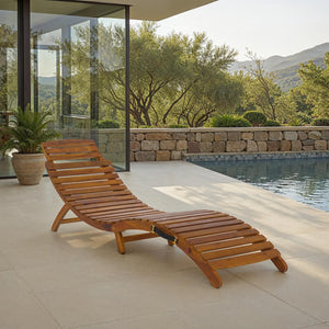 Safavieh FANTY Folding Sunlounger in Teak – Stylish, Durable Outdoor Lounger for Relaxation & Easy Storage PAT6803A