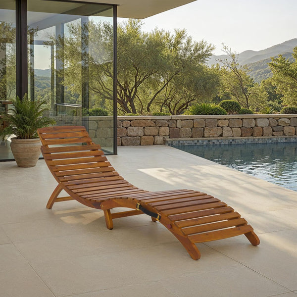 Safavieh FANTY Folding Sunlounger in Teak – Stylish, Durable Outdoor Lounger for Relaxation & Easy Storage PAT6803A