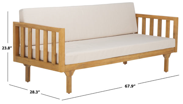 Safavieh Napoli 3-seater Bench - Timeless Outdoor Seating For Relaxation And Entertaining In Style Oak ,Cream Wood Pat6804b