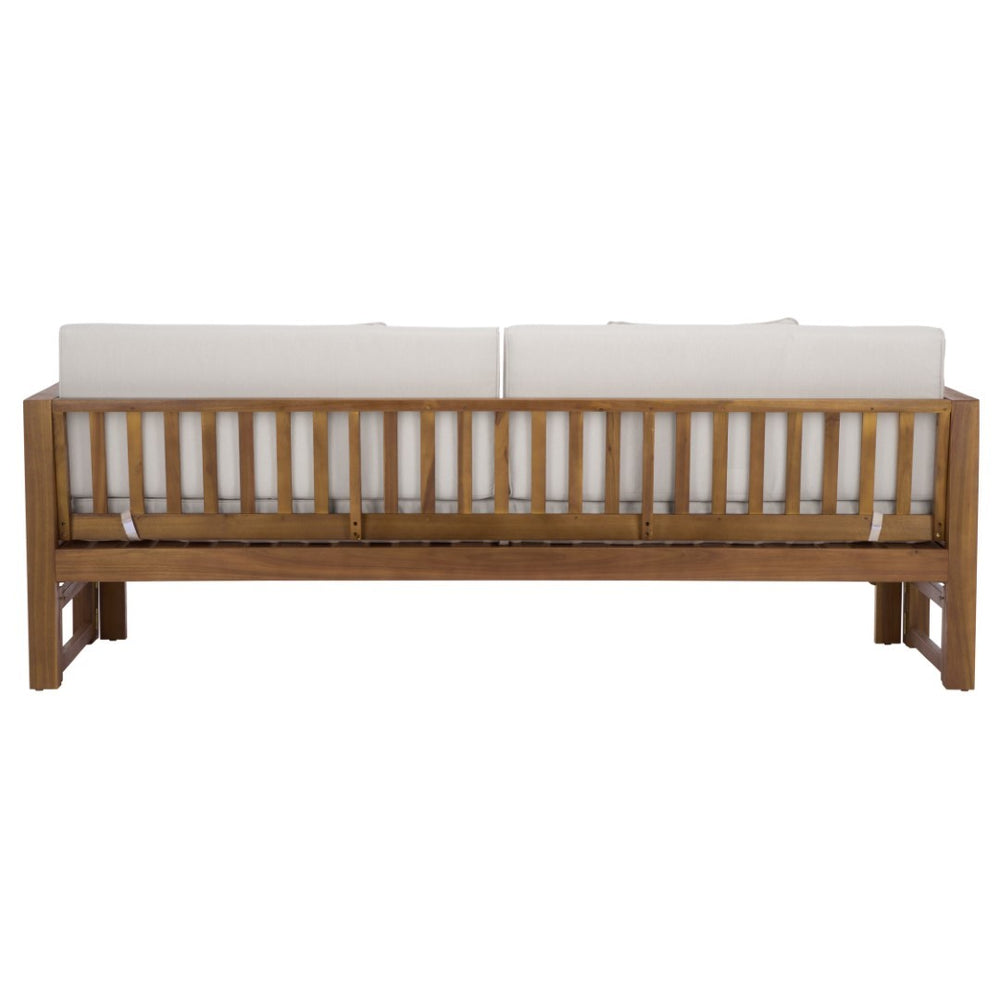 Safavieh Napoli Bench & Bed - Versatile Outdoor Seating, Luxurious Comfort For Relaxation And Style Teak Brown ,Cream Wood Pat6805a