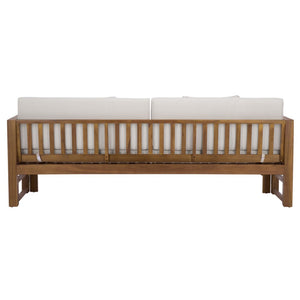 Safavieh Napoli Bench & Bed - Versatile Outdoor Seating, Luxurious Comfort For Relaxation And Style Teak Brown ,Cream Wood Pat6805a