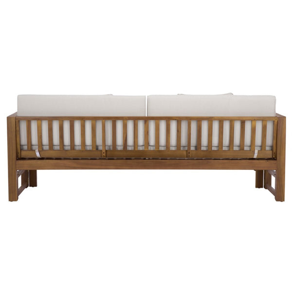 Safavieh Napoli Bench & Bed - Versatile Outdoor Seating, Luxurious Comfort For Relaxation And Style Teak Brown ,Cream Wood Pat6805a