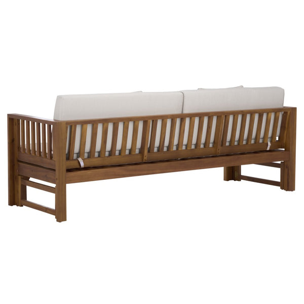 Safavieh Napoli Bench & Bed - Versatile Outdoor Seating, Luxurious Comfort For Relaxation And Style Teak Brown ,Cream Wood Pat6805a