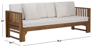Safavieh Napoli Bench & Bed - Versatile Outdoor Seating, Luxurious Comfort For Relaxation And Style Teak Brown ,Cream Wood Pat6805a