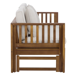 Safavieh Napoli Bench & Bed - Versatile Outdoor Seating, Luxurious Comfort For Relaxation And Style Teak Brown ,Cream Wood Pat6805a