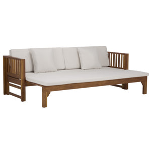 Safavieh Napoli Bench & Bed - Versatile Outdoor Seating, Luxurious Comfort For Relaxation And Style Teak Brown ,Cream Wood Pat6805a