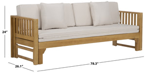 Safavieh Napoli Bench & Bed - Versatile Outdoor Seating, Luxurious Comfort For Relaxation And Style Oak ,Cream Wood Pat6805b