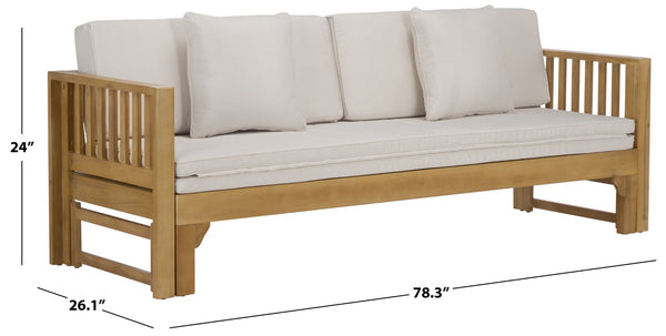 Safavieh Napoli Bench & Bed - Versatile Outdoor Seating, Luxurious Comfort For Relaxation And Style Oak ,Cream Wood Pat6805b