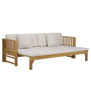 Safavieh Napoli Bench & Bed - Versatile Outdoor Seating, Luxurious Comfort For Relaxation And Style Oak ,Cream Wood Pat6805b